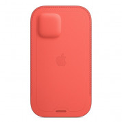 Apple iPhone Leather Sleeve with MagSafe - оригинален кожен калъф, тип джоб за iPhone 12, iPhone 12 Pro (розов) 2