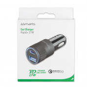 4smarts Car Charger Rapid+ 27W with Quick Charge with PD - зарядно за кола с USB и USB-C изходи с технология за бързо зареждане (черен-тъмносив) 4