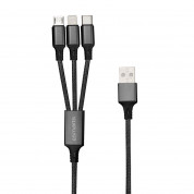 4smarts 3in1 Cable ForkCord - качествен многофункционален кабел за microUSB, Lightning и USB-C стандарти (20см) (черен) 2
