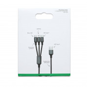 4smarts 3in1 Cable ForkCord - качествен многофункционален кабел за microUSB, Lightning и USB-C стандарти (20см) (черен) 4