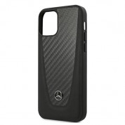 Mercedes Dynamic Carbon Fiber Hard Case - дизайнерски хибриден (карбон+естествена кожа+TPU) карбонов кейс за iPhone 12 Pro Max (черен) 6