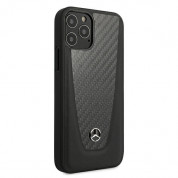 Mercedes Dynamic Carbon Fiber Hard Case - дизайнерски хибриден (карбон+естествена кожа+TPU) карбонов кейс за iPhone 12 Pro Max (черен) 2