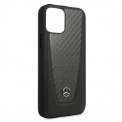 Mercedes Dynamic Carbon Fiber Hard Case - дизайнерски хибриден (карбон+естествена кожа+TPU) карбонов кейс за iPhone 12 Pro Max (черен) 4