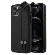 Mercedes Genuine Leather Strap Line Hard Case for iPhone 12 Pro Max (black) 1