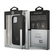 Mercedes Dynamic Carbon Fiber Hard Case - дизайнерски хибриден (карбон+естествена кожа+TPU) карбонов кейс за iPhone 12, iPhone 12 Pro (черен) 8