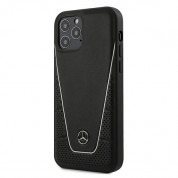 Mercedes Genuine Leather Urban Line Hard Case V2 - дизайнерски кожен (естествена кожа) кейс за iPhone 12, iPhone 12 Pro (черен)