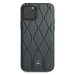 Mercedes Genuine Leather Wave Line Hard Case - дизайнерски кожен (естествена кожа) кейс за iPhone 12, iPhone 12 Pro (тъмносин) 8