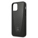 Mercedes Dynamic Carbon Fiber Hard Case - дизайнерски хибриден (карбон+естествена кожа+TPU) карбонов кейс за iPhone 12 Mini (черен) 4