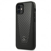 Mercedes Dynamic Carbon Fiber Hard Case - дизайнерски хибриден (карбон+естествена кожа+TPU) карбонов кейс за iPhone 12 Mini (черен) 1