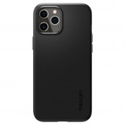 Spigen Thin Fit Case - качествен тънък матиран кейс за iPhone 12, iPhone 12 Pro (черен)