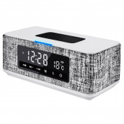 Platinet Speaker Daily Bluetooth, QI, FM And Clock - безжичен портативен спийкър с FM радио, часовник с аларма и поставка за безжично зареждане (бял) 2