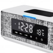 Platinet Speaker Daily Bluetooth, QI, FM And Clock - безжичен портативен спийкър с FM радио, часовник с аларма и поставка за безжично зареждане (бял) 3