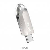 Hoco Premium 16GB USB-C Male Flash Drive + USB 3.0 Female - USB флаш памет с USB-C порт за компютри смартфони и таблети (сребрист)