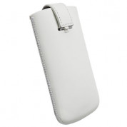 Krusell Asperö XL - кожен калъф с лента за издърпване за HTC Desire C и мобилни телефони (бял) 1
