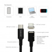 4smarts Magnetic USB-C to USB-C Cable GRAVITYCord Ultimate - USB-C кабел с магнитен накрайник за устройства с USB-C (180см) (черен) 4