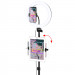 Hoco LV02 Aesthetic Light Stream Holder - трипод с три държача за смартфон или таблет и LED светлина за предаване на живо (черен) 10