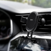 Hoco CA56 Metal Armour Air Outlet Gravity Car Holder - поставка за радиатора на кола за смартфони с дисплеи до 6 инча (черен)  3