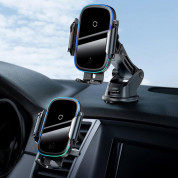 Baseus Light Electric Holder Wireless Charger Car Mount (WXHW03-01) - поставка за радиатора и таблото на кола с безжично зареждане за Qi съвместими смартфони (черен) 5