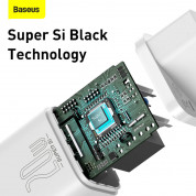 Baseus Super Si USB-C PD Wall Charger 20W (CCSUP-C02) - захранване за ел. мрежа с USB-C изход с технология за бързо зареждане (бял) 5