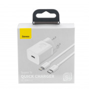 Baseus Super Si USB-C PD Wall Charger 20W (TZCCSUP-C02) - захранване за ел. мрежа с USB-C изход с технология за бързо зареждане и USB-C към Lightning кабел (бял) 8