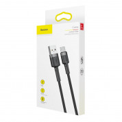Baseus Cafule USB-A to USB-C Cable 18W (CATKLF-CG1) - кабел с въжена оплетка и бързо зареждане за устройства с USB-C порт (200 см) (черен-сив) 5