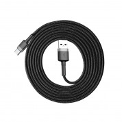 Baseus Cafule USB-A to USB-C Cable 18W (CATKLF-CG1) - кабел с въжена оплетка и бързо зареждане за устройства с USB-C порт (200 см) (черен-сив) 1