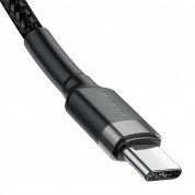 Baseus Cafule USB-A to USB-C Cable 18W (CATKLF-CG1) - кабел с въжена оплетка и бързо зареждане за устройства с USB-C порт (200 см) (черен-сив) 4