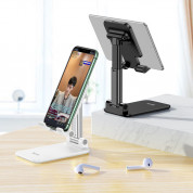 Hoco PH29A Carry Folding Desktop Stand - сгъваема поставка за бюро и плоскости за мобилни устройства и таблети с ширина до 10 инча (бял) 4