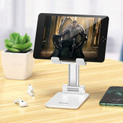 Hoco PH29A Carry Folding Desktop Stand - сгъваема поставка за бюро и плоскости за мобилни устройства и таблети с ширина до 10 инча (бял) 5