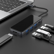 Hoco HB15 Easy Show USB-C Adapter - мултифункционален хъб за свързване на допълнителна периферия за устройства с USB-C (тъмносив) 2