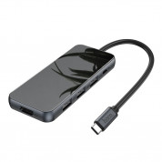 Hoco HB15 Easy Show USB-C Adapter - мултифункционален хъб за свързване на допълнителна периферия за устройства с USB-C (тъмносив)