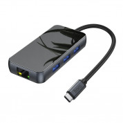 Hoco HB16 Easy Expand USB-C Adapter - мултифункционален хъб за свързване на допълнителна периферия за устройства с USB-C (тъмносив)