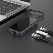 Hoco HB16 Easy Expand USB-C Adapter - мултифункционален хъб за свързване на допълнителна периферия за устройства с USB-C (тъмносив) 3