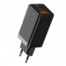 Baseus GaN 2 Pro Charger 65W (CCGAN2P-E01) - захранване за ел. мрежа за лаптопи, смартфони и таблети с USB-A и 2xUSB-C изходи с технология за бързо зареждане и USB-C кабел (черен) 1