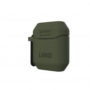 Urban Armor Gear Standard Issue Silicone Case 001 - удароустойчив силиконов калъф с карабинер за Apple Airpods и Apple Airpods 2 (тъмнозелен)