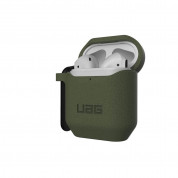 Urban Armor Gear Standard Issue Silicone Case 001 - удароустойчив силиконов калъф с карабинер за Apple Airpods и Apple Airpods 2 (тъмнозелен) 1