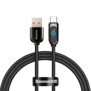 Baseus Display Fast Charging Data Cable USB to USB-C (CATSK-01) - USB-C кабел с цифров дисплей, показващ мощността на зареждане за устройства с USB-C порт (100 см) (черен)
