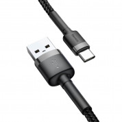 Baseus Cafule USB-A to USB-C Cable 3A (CATKLF-BG1) - кабел с въжена оплетка и бързо зареждане за устройства с USB-C порт (100 см) (черен-сив) 1