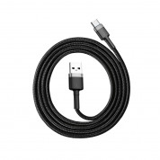 Baseus Cafule USB-A to USB-C Cable 3A (CATKLF-BG1) - кабел с въжена оплетка и бързо зареждане за устройства с USB-C порт (100 см) (черен-сив) 4