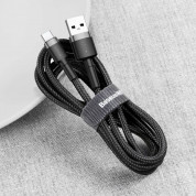 Baseus Cafule USB-A to USB-C Cable 3A (CATKLF-BG1) - кабел с въжена оплетка и бързо зареждане за устройства с USB-C порт (100 см) (черен-сив) 2