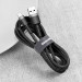 Baseus Cafule USB-A to USB-C Cable 3A (CATKLF-BG1) - кабел с въжена оплетка и бързо зареждане за устройства с USB-C порт (100 см) (черен-сив) 3