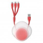 Baseus Lets Go Little Reunion One-Way Stretchable 3-in-1 USB Cable (CAMLT-TY09) - универсален USB кабел с Lightning, microUSB и USB-C конектори (80 см) (червен) 1