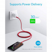 Anker PowerLine+ II USB-C to Lightning Cable - сертифициран (MFi) USB-C към Lightning кабел за Apple устройства с Lightning порт (180 см) (червен) 2
