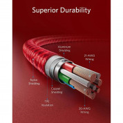 Anker PowerLine+ II USB-C to Lightning Cable - сертифициран (MFi) USB-C към Lightning кабел за Apple устройства с Lightning порт (180 см) (червен) 4