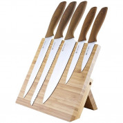 Platinet 5 Knifes Set With Magnetic Bamboo Board - комплект от 5 ножа с магнитна поставка от бамбук