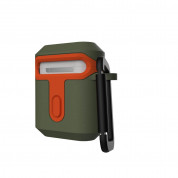 Urban Armor Gear Standard Issue Hard Case 001 - водо и удароустойчив силиконов (TPU) кейс с карабинер за Apple Airpods и Apple Airpods 2 (зелен-оранжев) 5