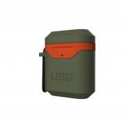 Urban Armor Gear Standard Issue Hard Case 001 - водо и удароустойчив силиконов (TPU) кейс с карабинер за Apple Airpods и Apple Airpods 2 (зелен-оранжев) 3