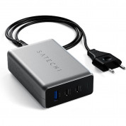 Satechi 100W USB-C PD Compact GaN Charger - захранване за ел. мрежа с 2xUSB-C PD изхода и USB 3.0 изход (сив) 1