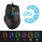TeckNet EGM01826BA02 RGB Wired Programmable Gaming Mouse - програмируема геймърска мишка с LED подсветка (черен) 1