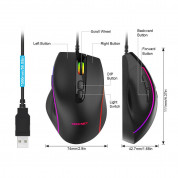 TeckNet EGM01826BA02 RGB Wired Programmable Gaming Mouse - програмируема геймърска мишка с LED подсветка (черен) 6